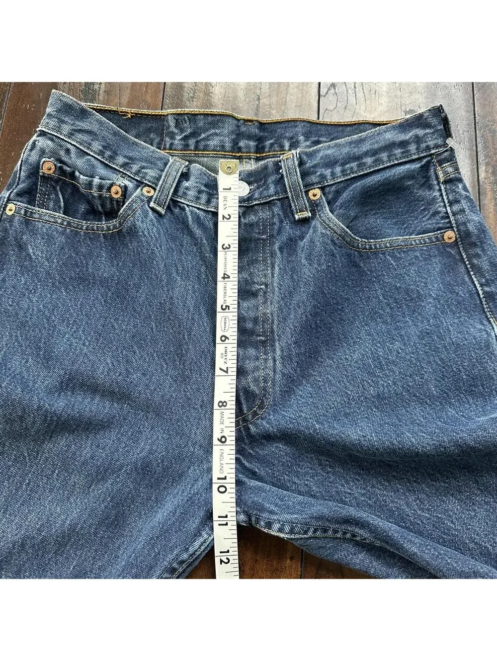 Vintage 90s Levis 501 29x34 USA Blue Denim Jeans Act 27x29 Med Wash Custom Bee